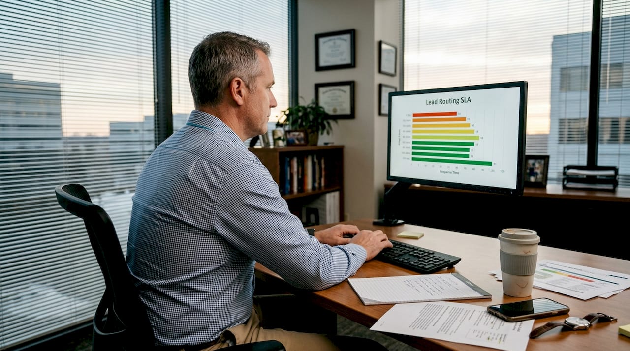 Manager monitoring CRM lead response times