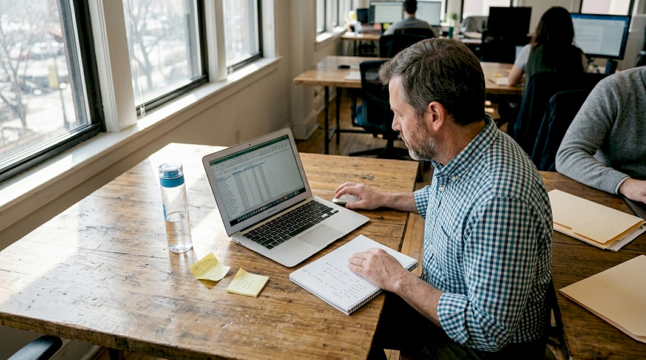 Man reviewing LinkedIn audience segments at workspace