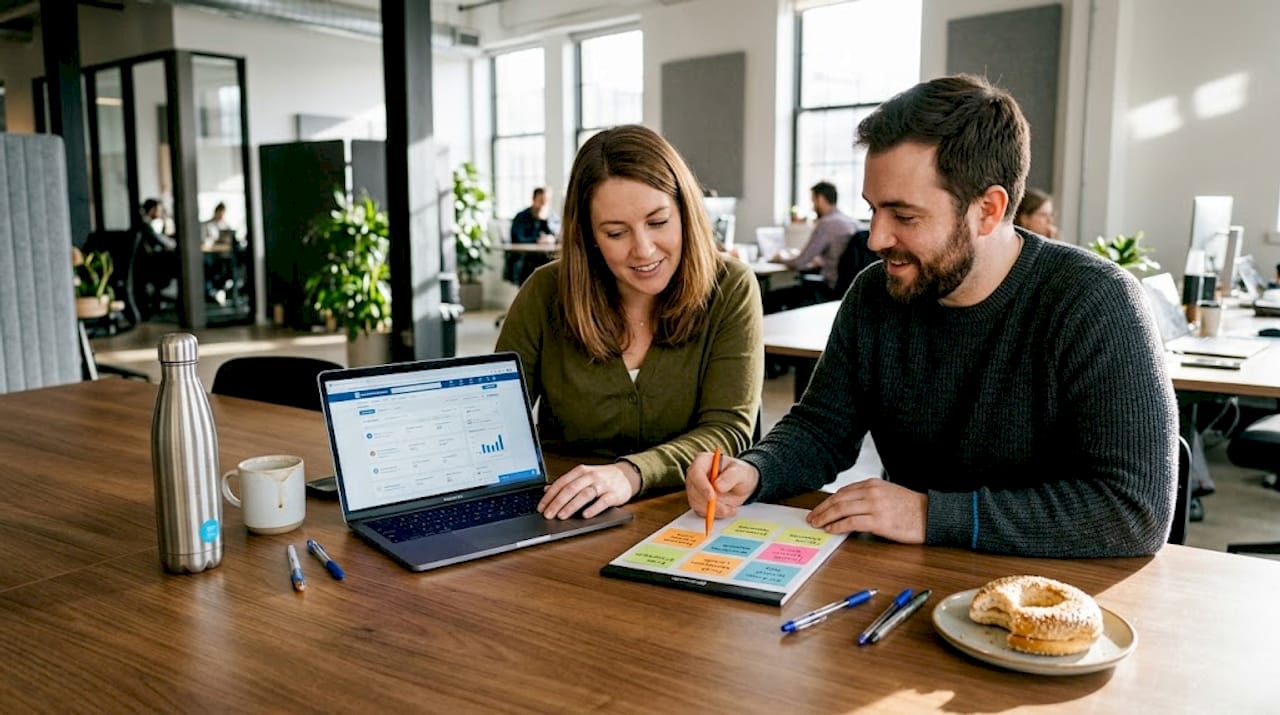 Team reviewing LinkedIn prospect list together