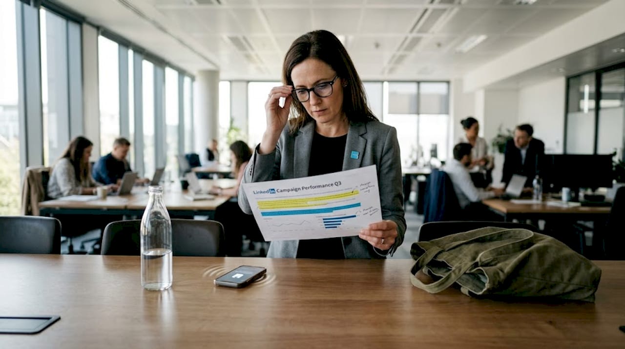 Marketer reviews LinkedIn outreach analytics report