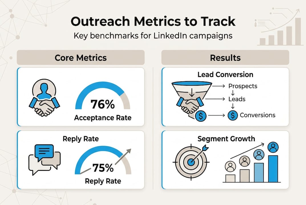 Infographic with core LinkedIn outreach metrics