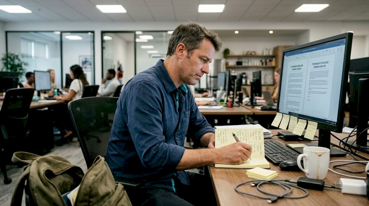 Marketer researching prospect signals on desktop