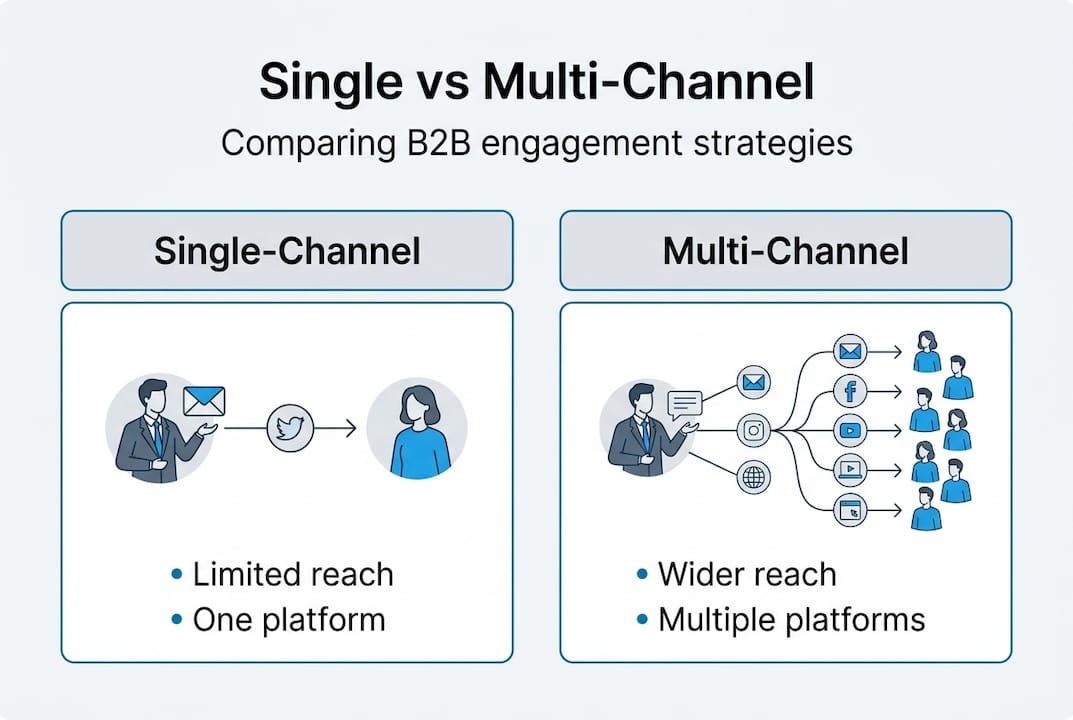 Infographic comparing single vs multi-channel outreach