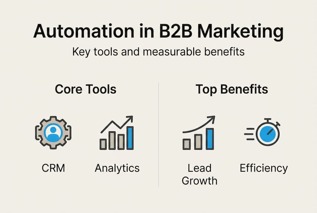 Infographic on B2B marketing automation tools and benefits