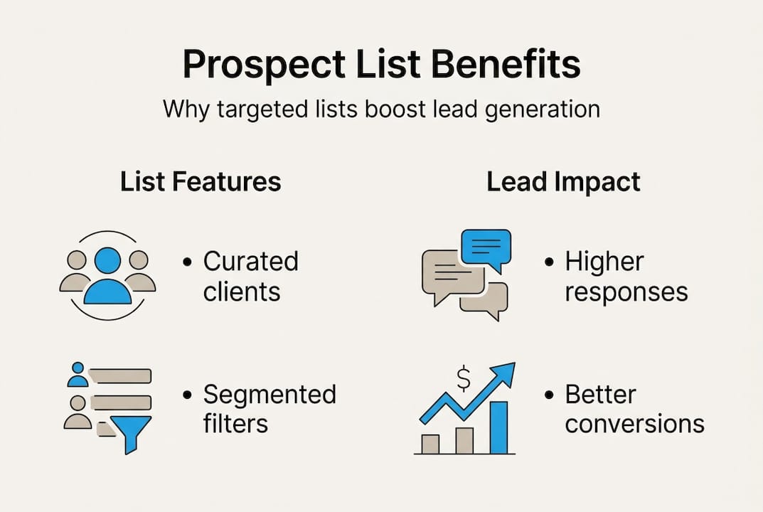 Infographic listing prospect list benefits and features