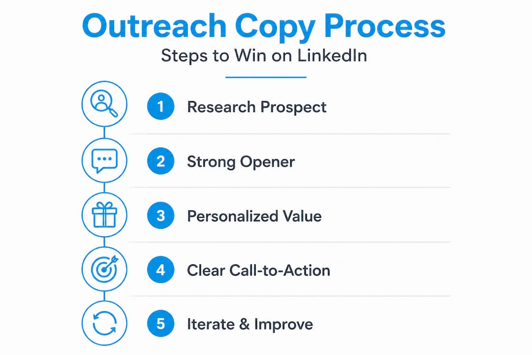 Infographic showing LinkedIn outreach copywriting steps