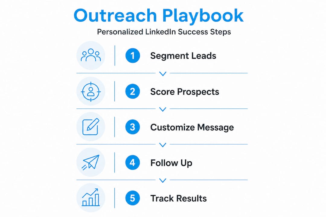 Infographic outlining LinkedIn outreach step flow