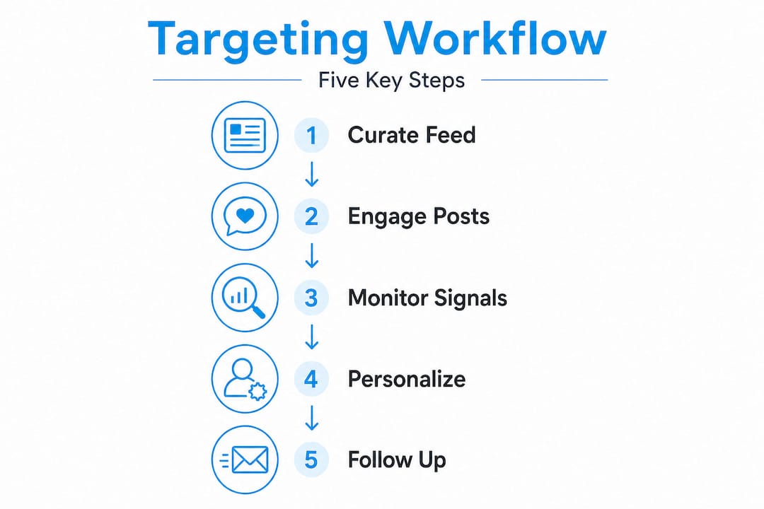 Infographic outlining five LinkedIn targeting steps