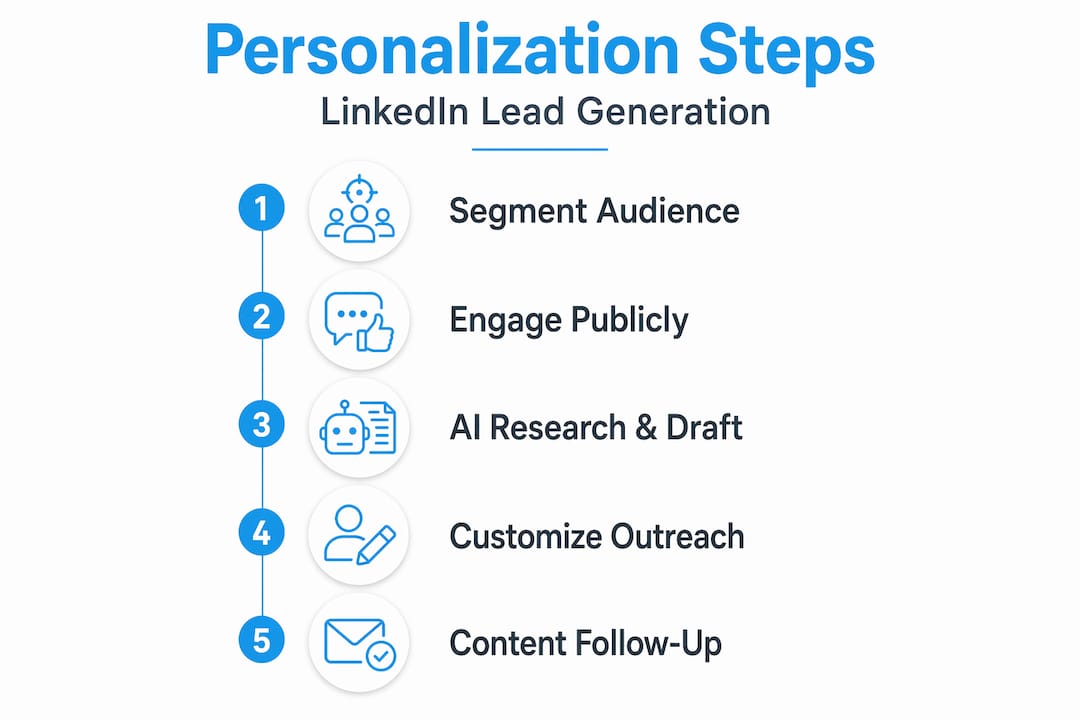 Infographic showing LinkedIn personalization steps