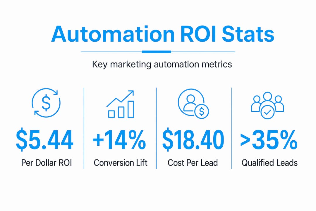 Infographic showing marketing automation ROI statistics