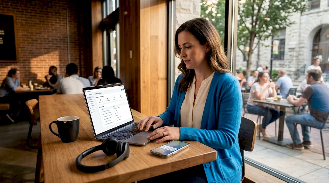 Rep using automation tools for B2B outreach