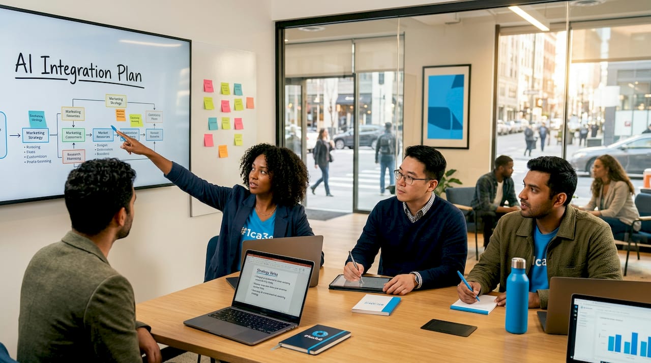 Team collaborates on AI marketing strategy