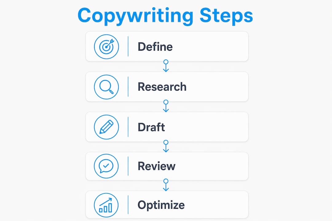 Infographic illustrating message copywriting steps