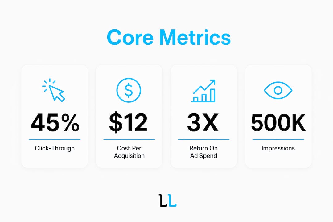 Infographic showing key campaign performance metrics with numbers and labels