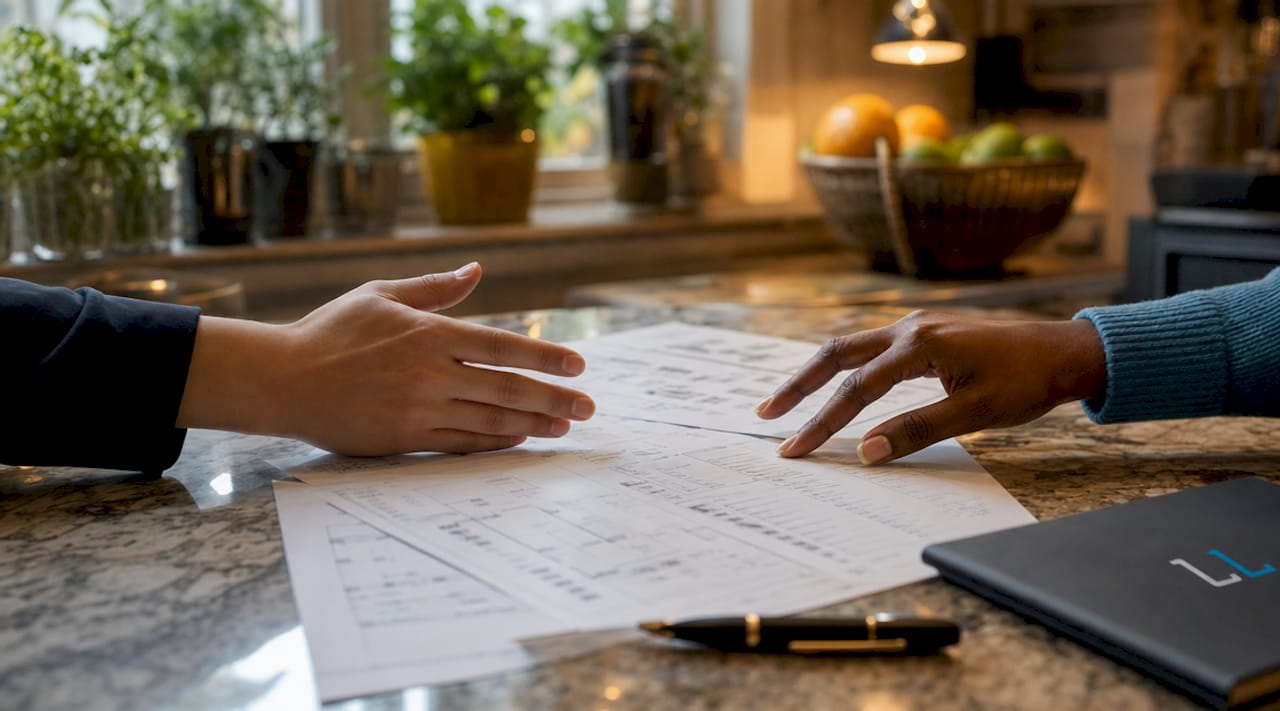 Hands reviewing lead handoff audit documents