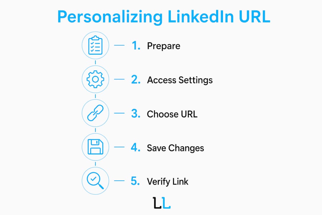 Infographic showing steps to personalize LinkedIn URL