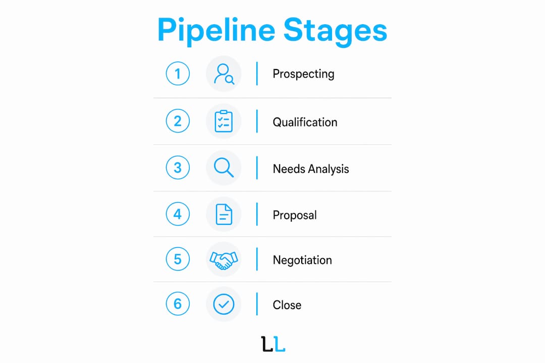 Infographic showing B2B sales pipeline stages