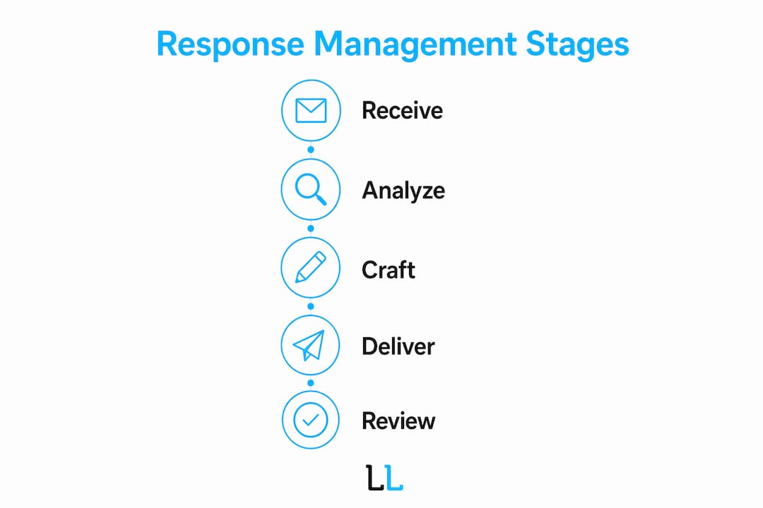 Infographic illustrating stages of response management process