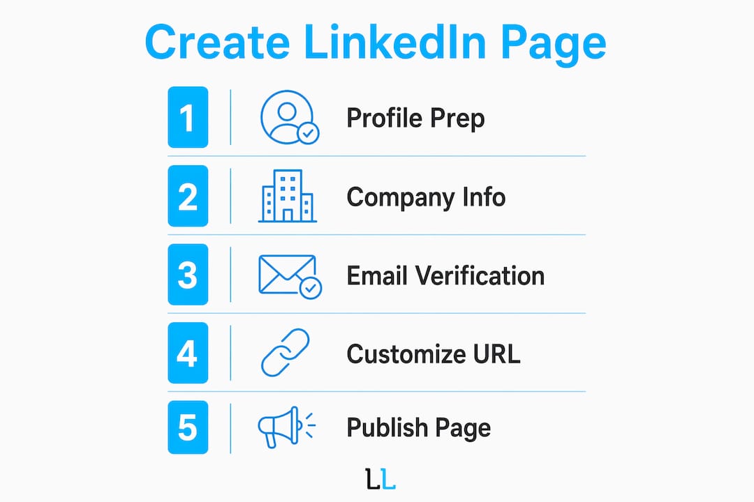Infographic describing steps to create LinkedIn company page