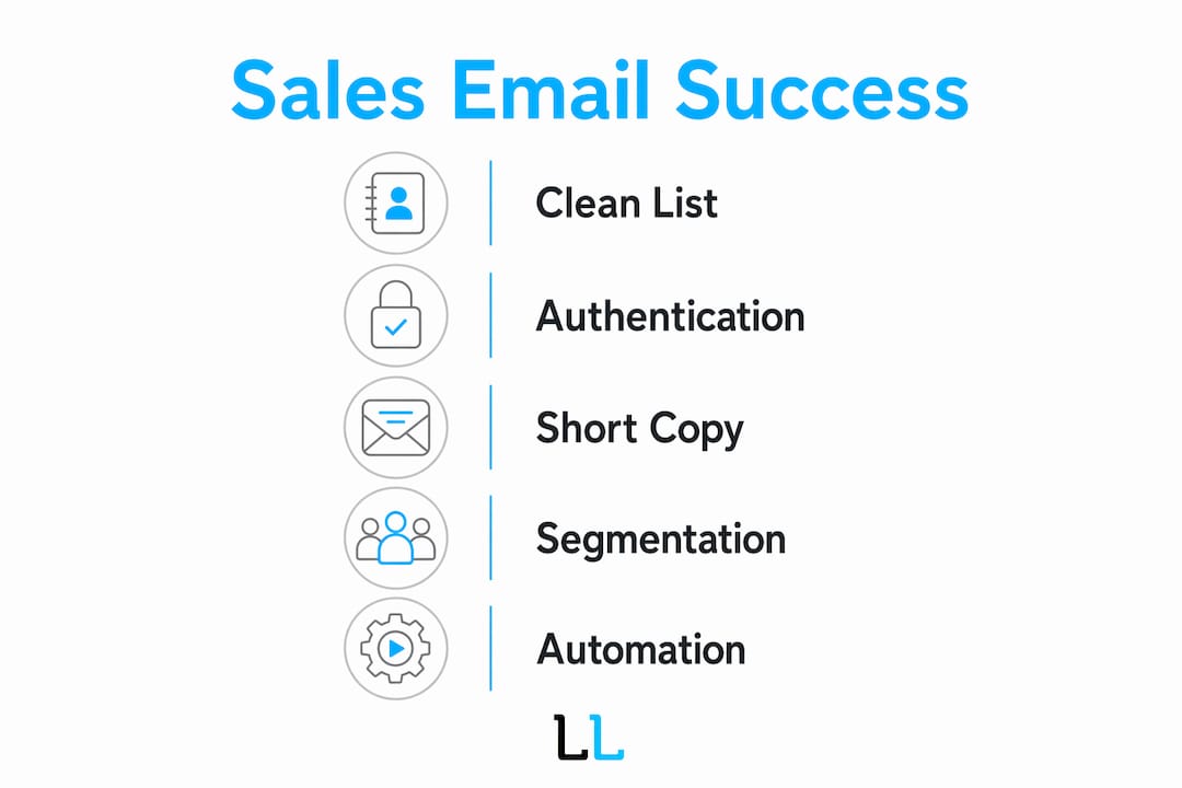 Infographic outlining key steps for sales email success