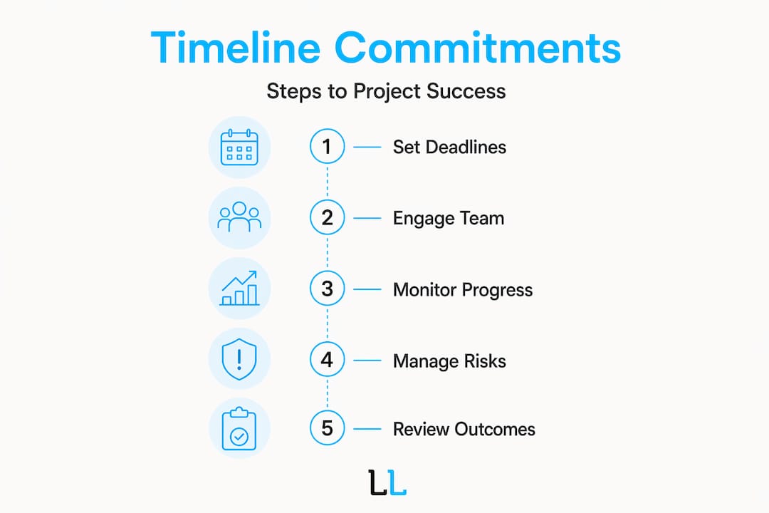 Infographic illustrating timeline commitment steps