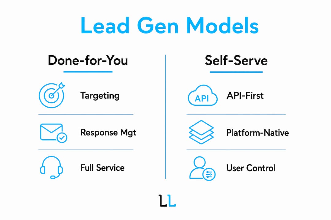 Infographic comparing lead generation service models