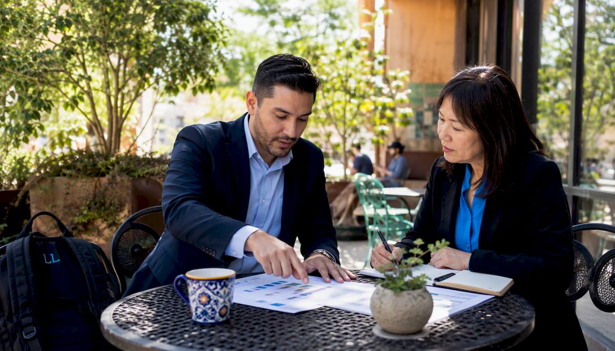 Two professionals discussing provider comparisons