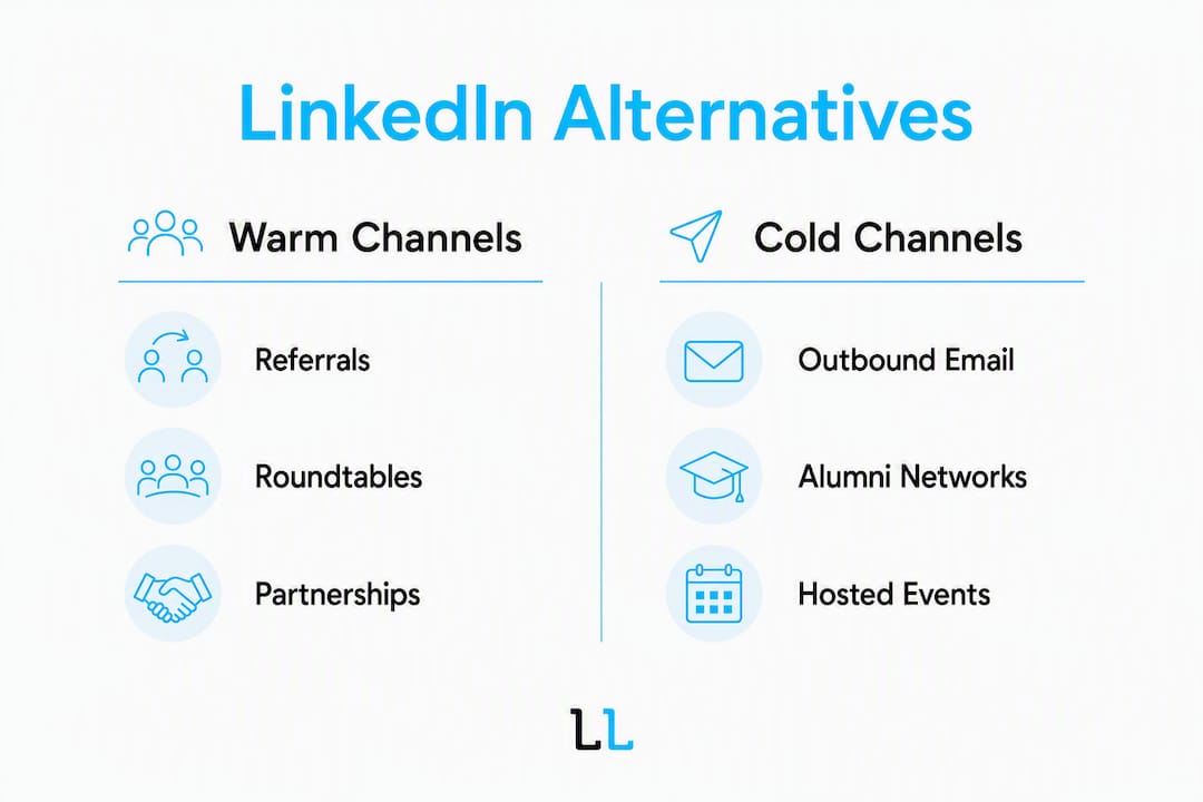 Infographic comparing warm and cold channels for B2B lead generation