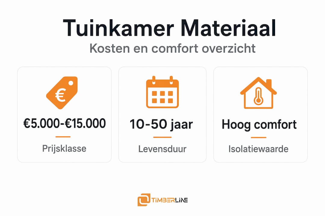 Overzicht laat zien wat een tuinkamer kost en hoeveel comfort je ervoor terugkrijgt