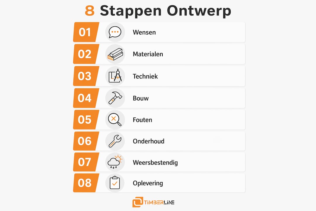 Infographic: het stappenplan voor het ontwerpen van je veranda in 8 duidelijke fases
