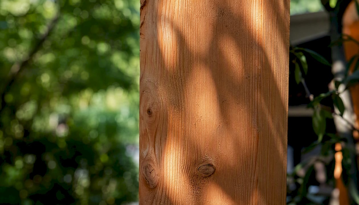 Detailopname van een Douglas houten constructie