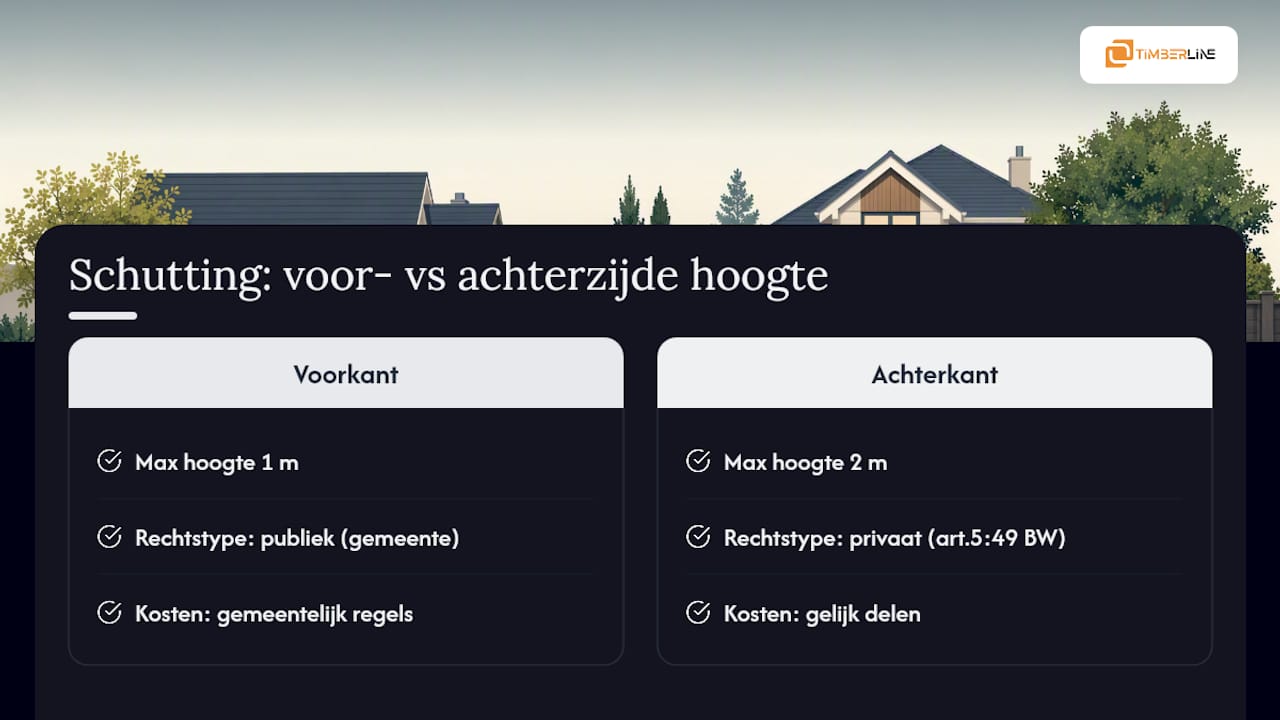 Vergelijking van de schuttinghoogte aan de voor- en achterzijde