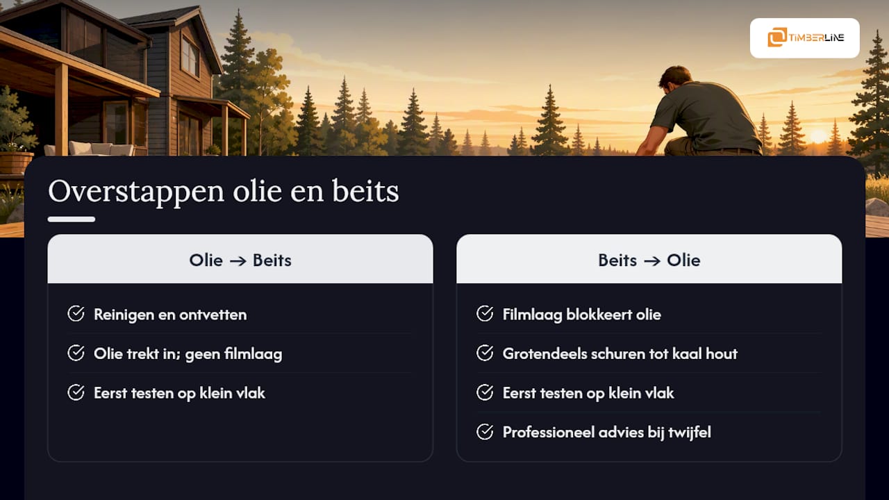 Stappen om over te schakelen van olie naar beits
