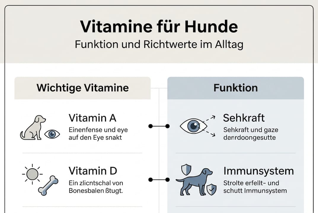 Infografik: Wichtige Vitamine für Hunde – Funktionen und Nutzen auf einen Blick