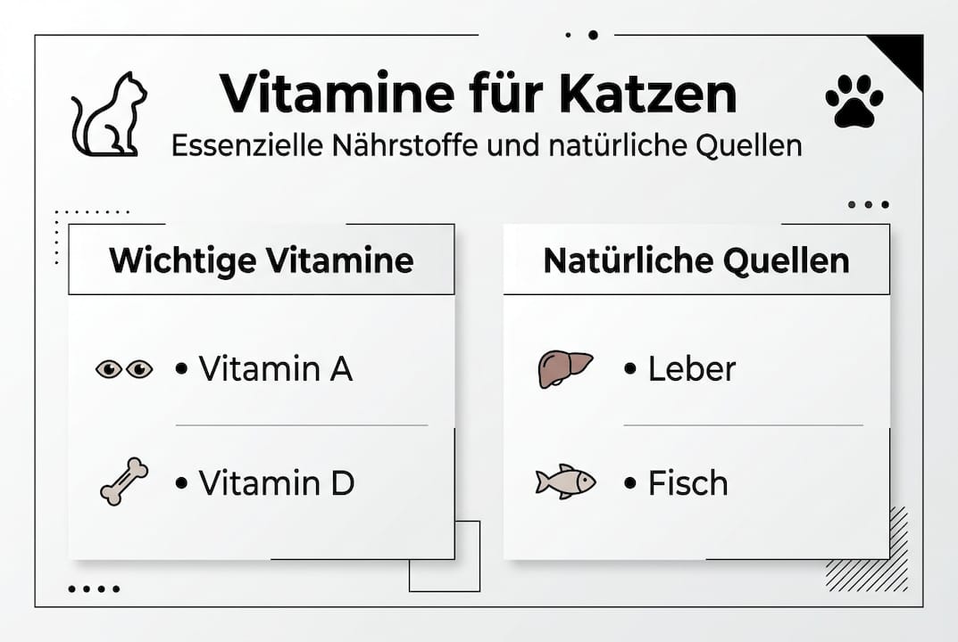 Infografik: Die wichtigsten Vitamine für Katzen und wo sie enthalten sind