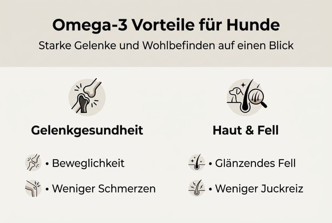 Übersicht: Die wichtigsten Omega-3 Vorteile für Hunde auf einen Blick