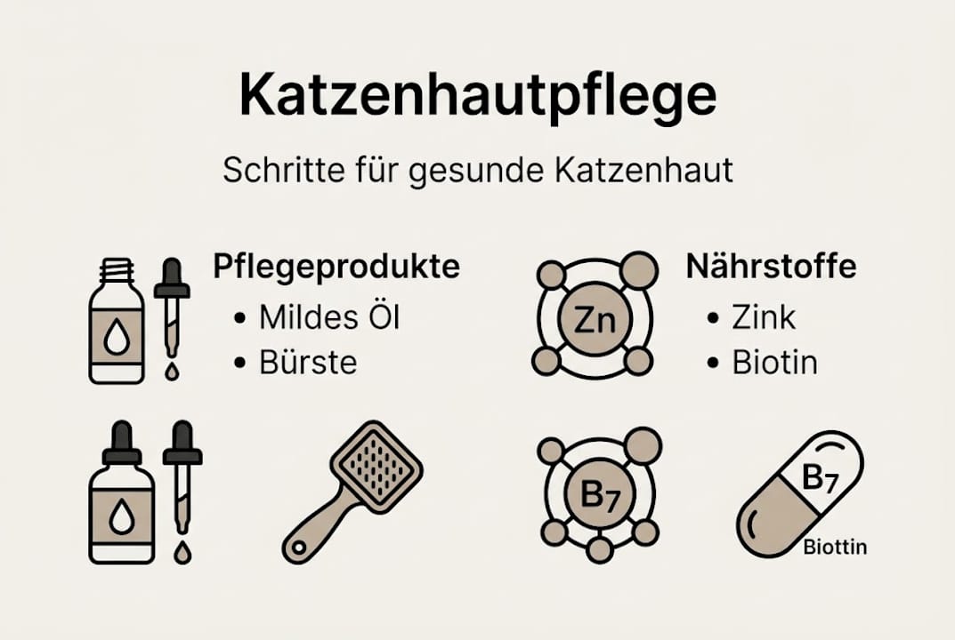 Infografik: So bleibt deine Katze gesund – die wichtigsten Pflegeschritte im Überblick