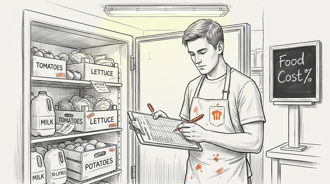 Staff documenting food inventory routine