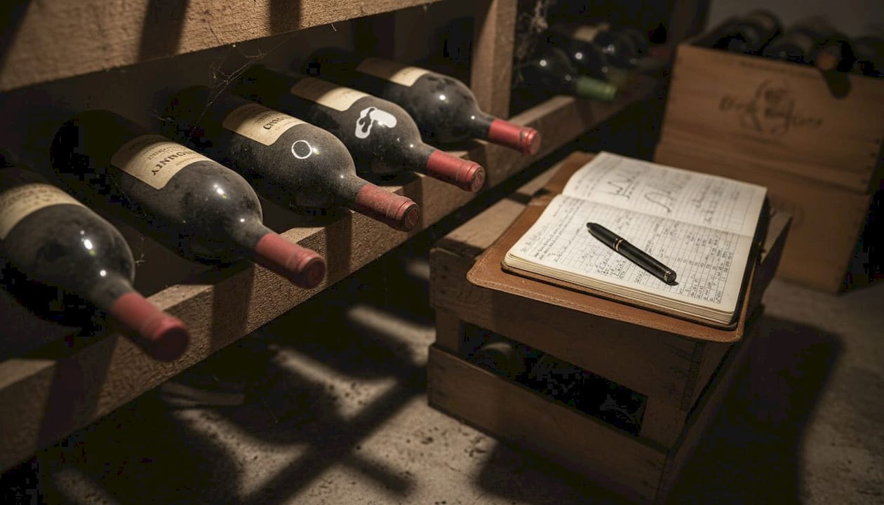 Vintage wine bottles stored in home cellar