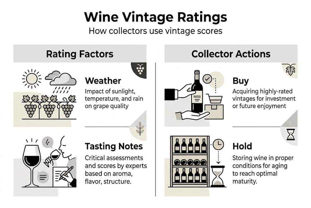 Infographic summarizing wine vintage ratings