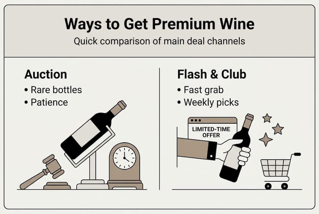 Infographic comparing wine deal channels