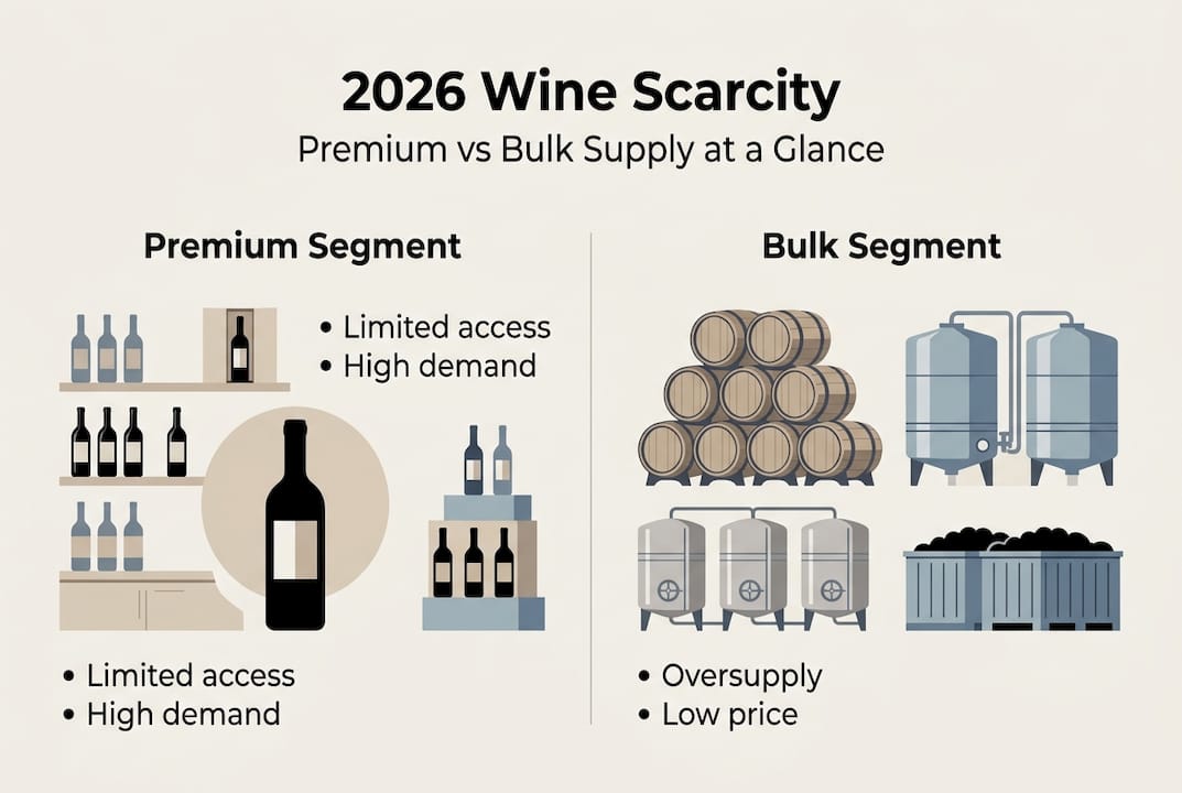 Infographic showing wine scarcity trends 2026