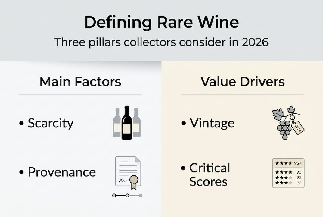 Infographic defining rare wine criteria