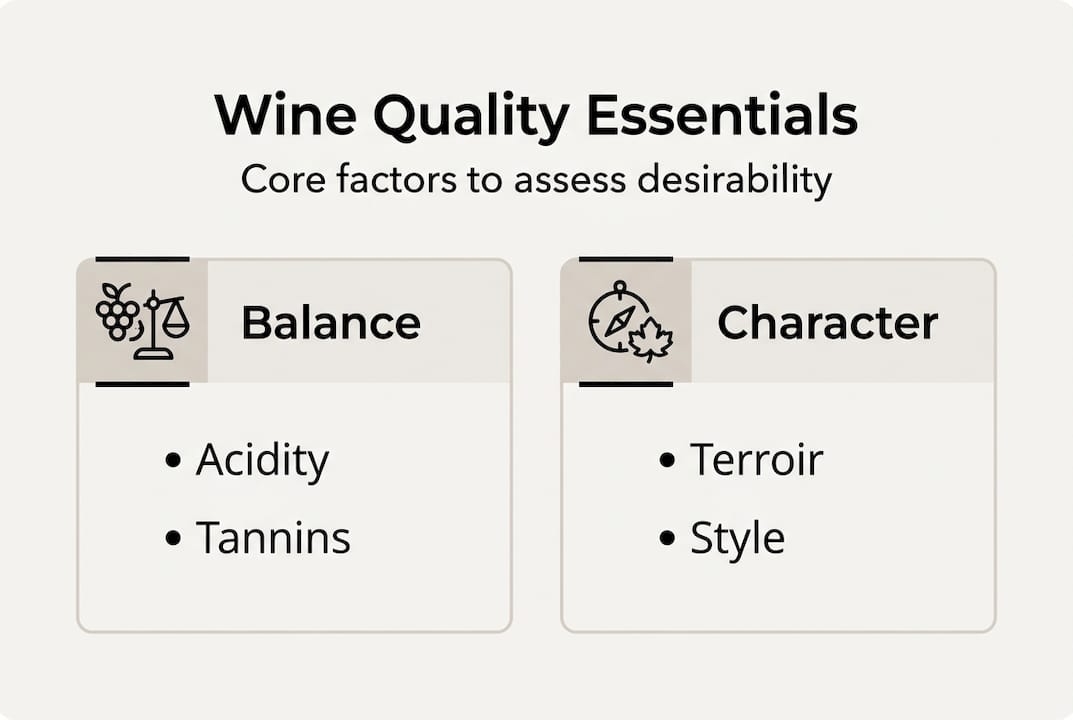 Infographic showing key wine quality factors