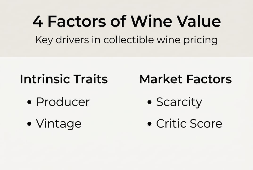 Infographic showing four factors of wine value