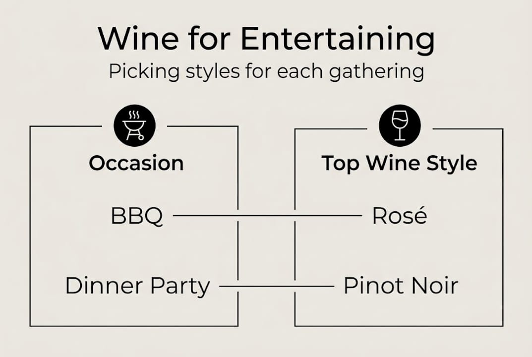 Infographic matching events with wine types
