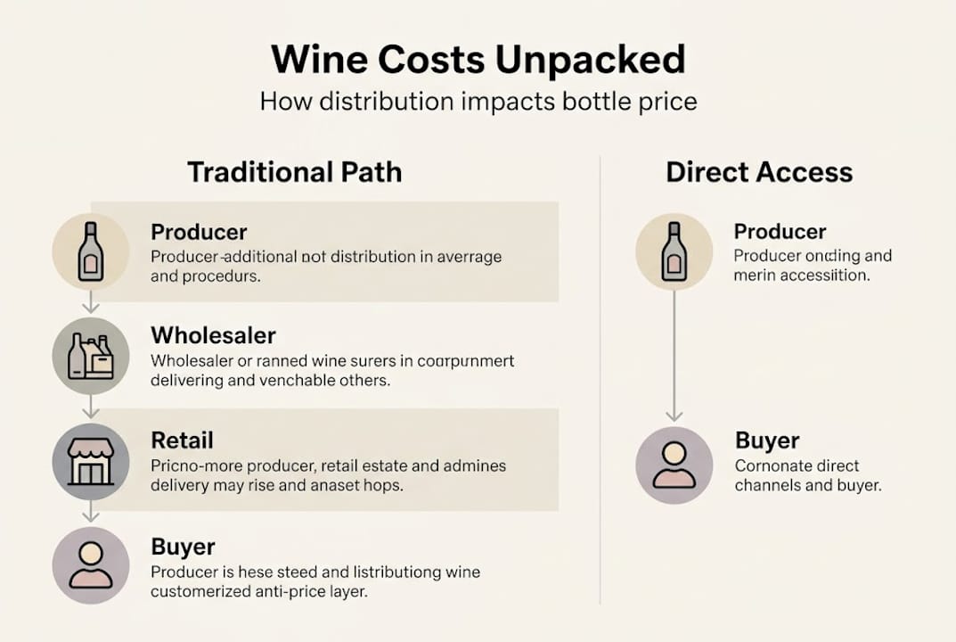 Infographic showing wine pricing and distribution paths