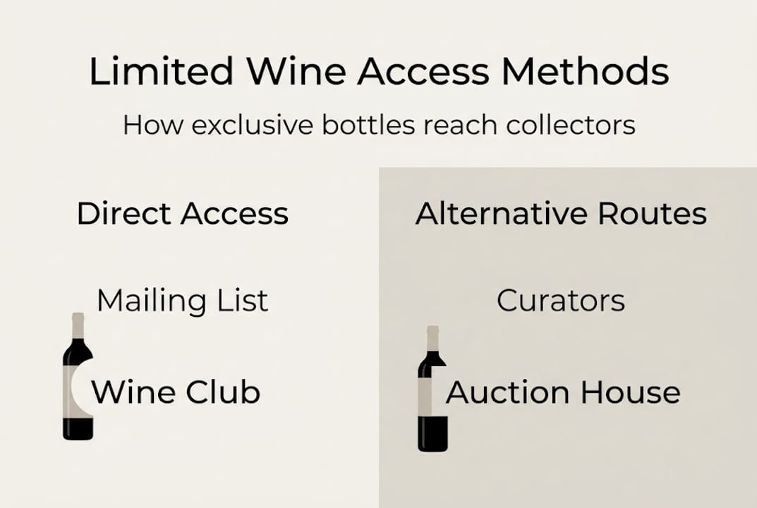 Infographic outlining ways to access limited wines