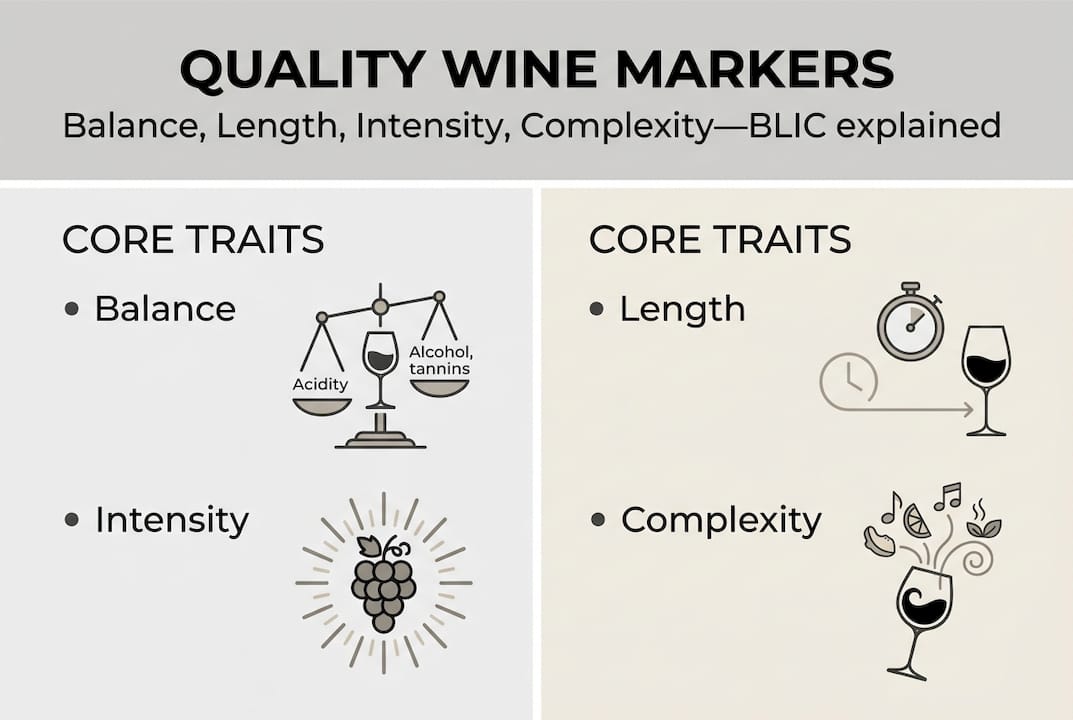 Infographic showing four markers of wine quality