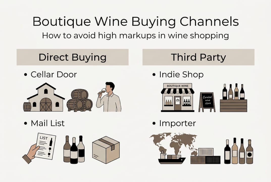 Infographic comparing boutique wine buying channels